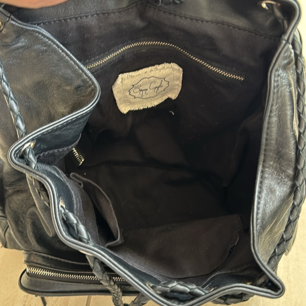 Revolve Simone Camille the mirror leather backpack in black - Picture 7 of 8